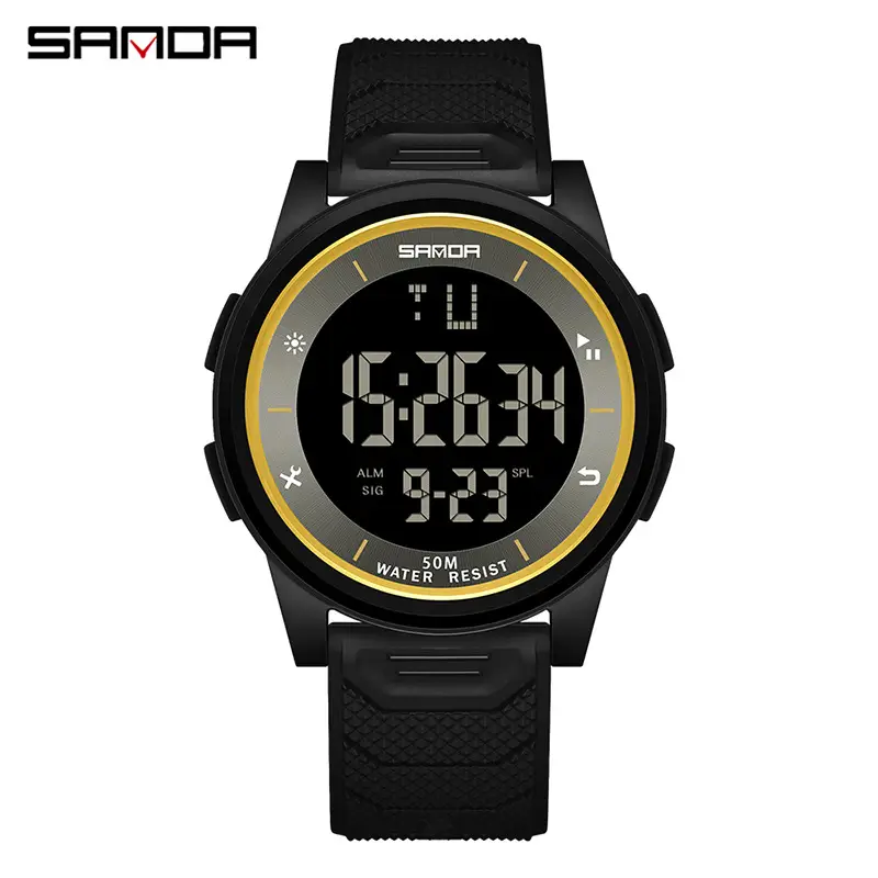 Sanda Men's White Digital Analog Wristwatch with Alarm Clock - Image 11