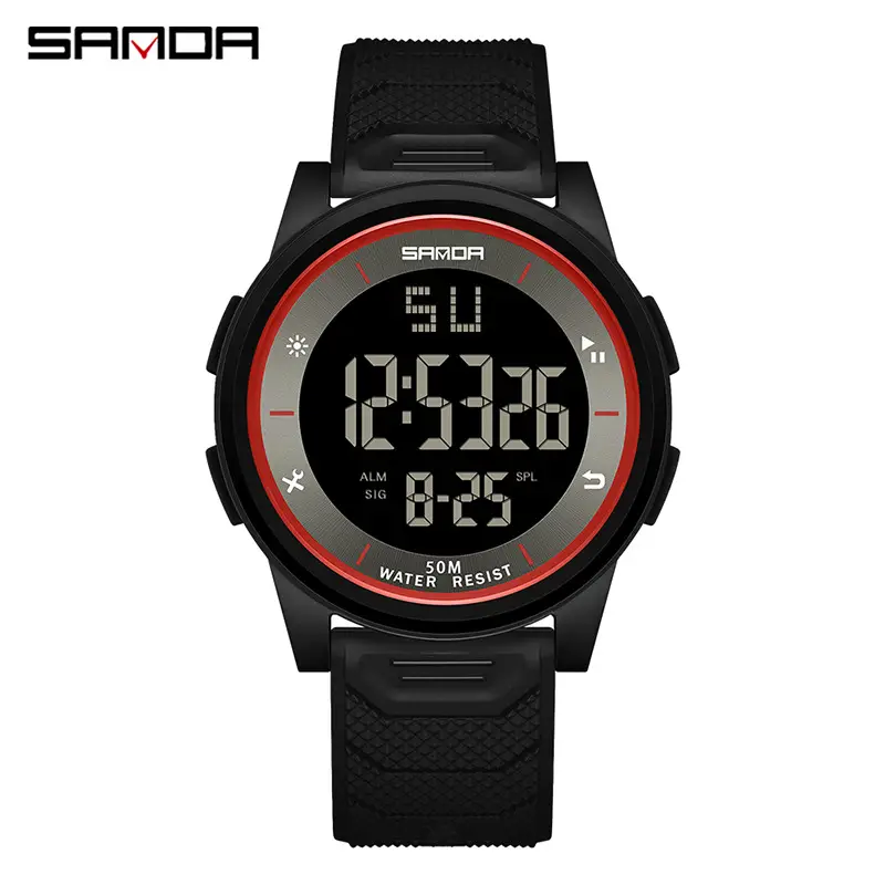 Sanda Men's White Digital Analog Wristwatch with Alarm Clock - Image 8