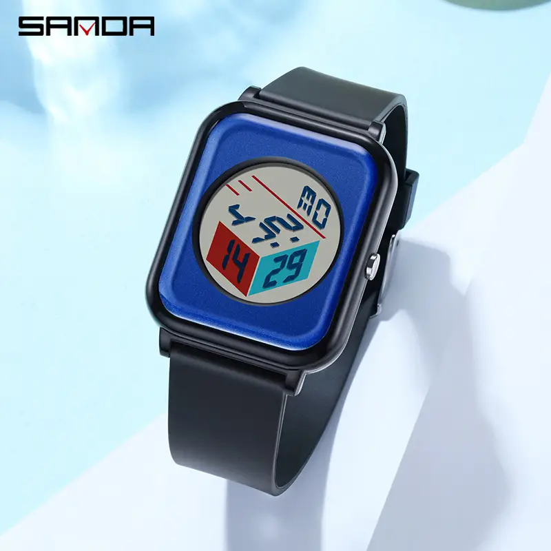 Sanda Men's Square Digital Watch with Timer & Waterproof - Image 11