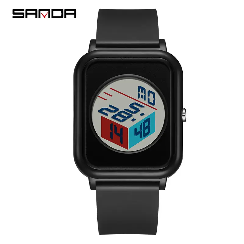 Sanda Men's Square Digital Watch with Timer & Waterproof - Image 3