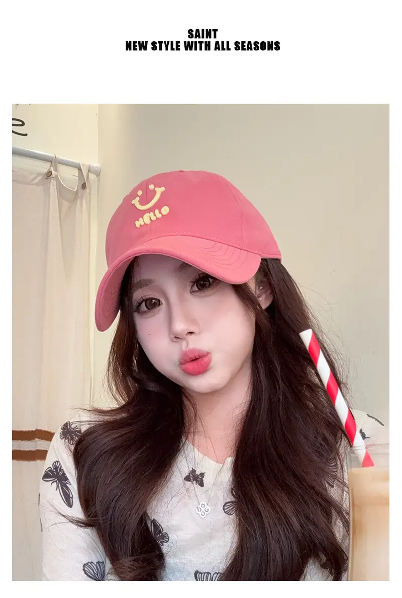 White Me Lo Cat Print Cap for Girls Spring Summer — feature 2