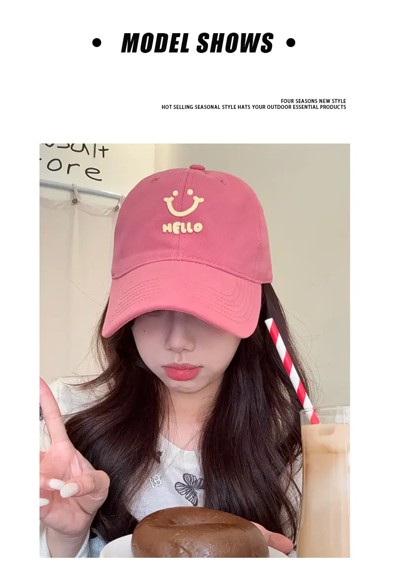 White Me Lo Cat Print Cap for Girls Spring Summer — feature 3