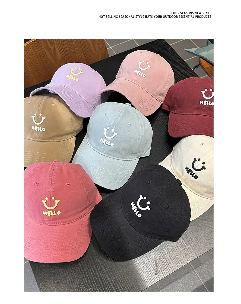 White Me Lo Cat Print Cap for Girls Spring Summer — feature 4