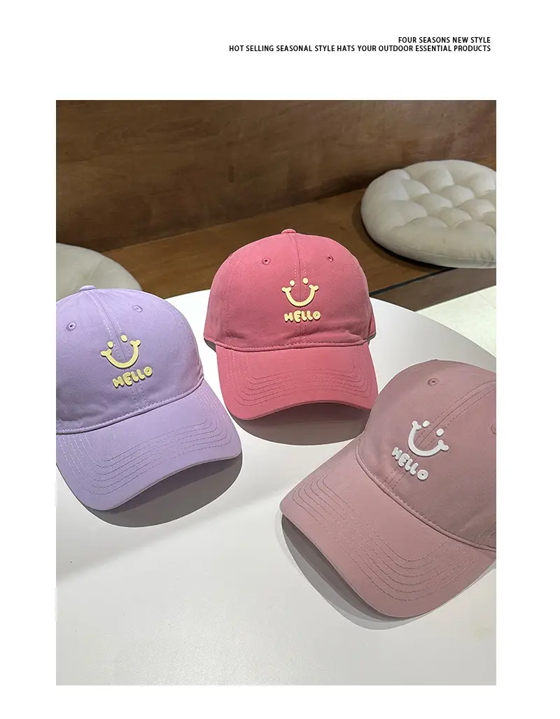 White Me Lo Cat Print Cap for Girls Spring Summer — feature 5