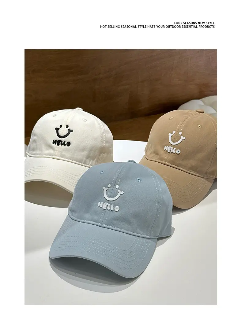 White Me Lo Cat Print Cap for Girls Spring Summer — feature 6