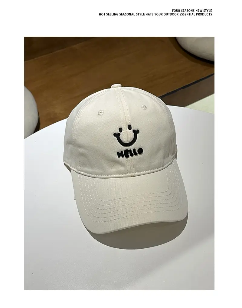 White Me Lo Cat Print Cap for Girls Spring Summer — feature 8