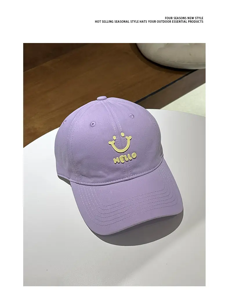 White Me Lo Cat Print Cap for Girls Spring Summer — feature 9
