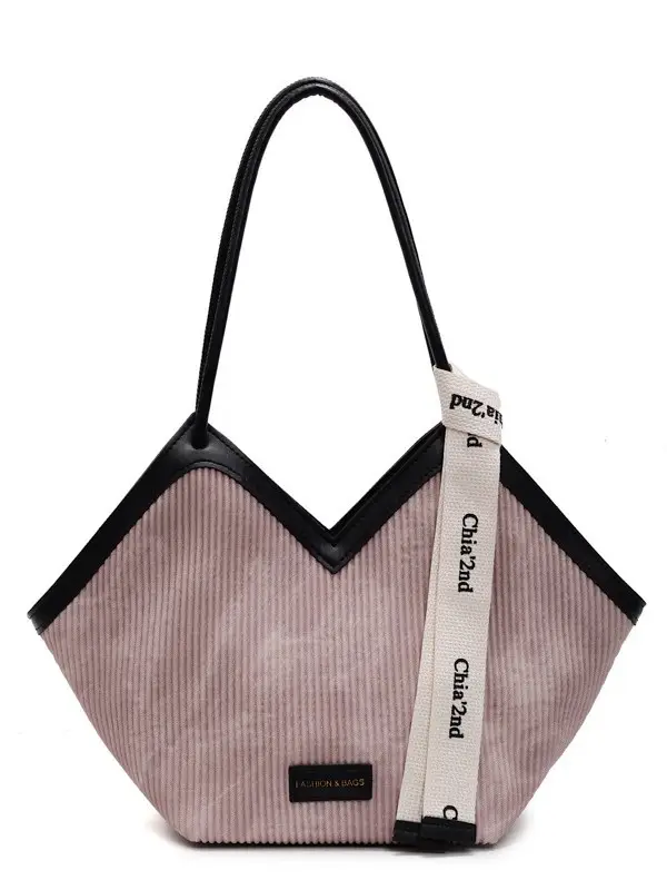 Women Blue Striped Shoulder Bag with Label - Image 9