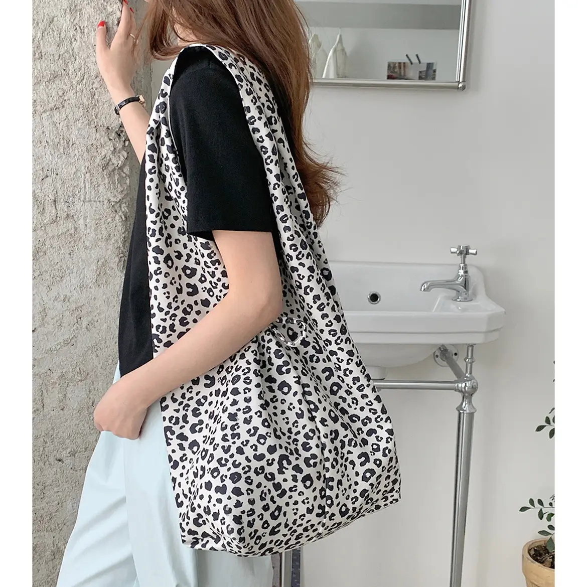 Leopard Print Large Cap Bag Women Trendy Shoulder - Image 5