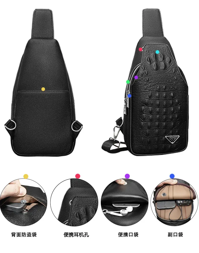 Black Leather Crossbody Bag for Men Lightweight Business Commute — feature 14