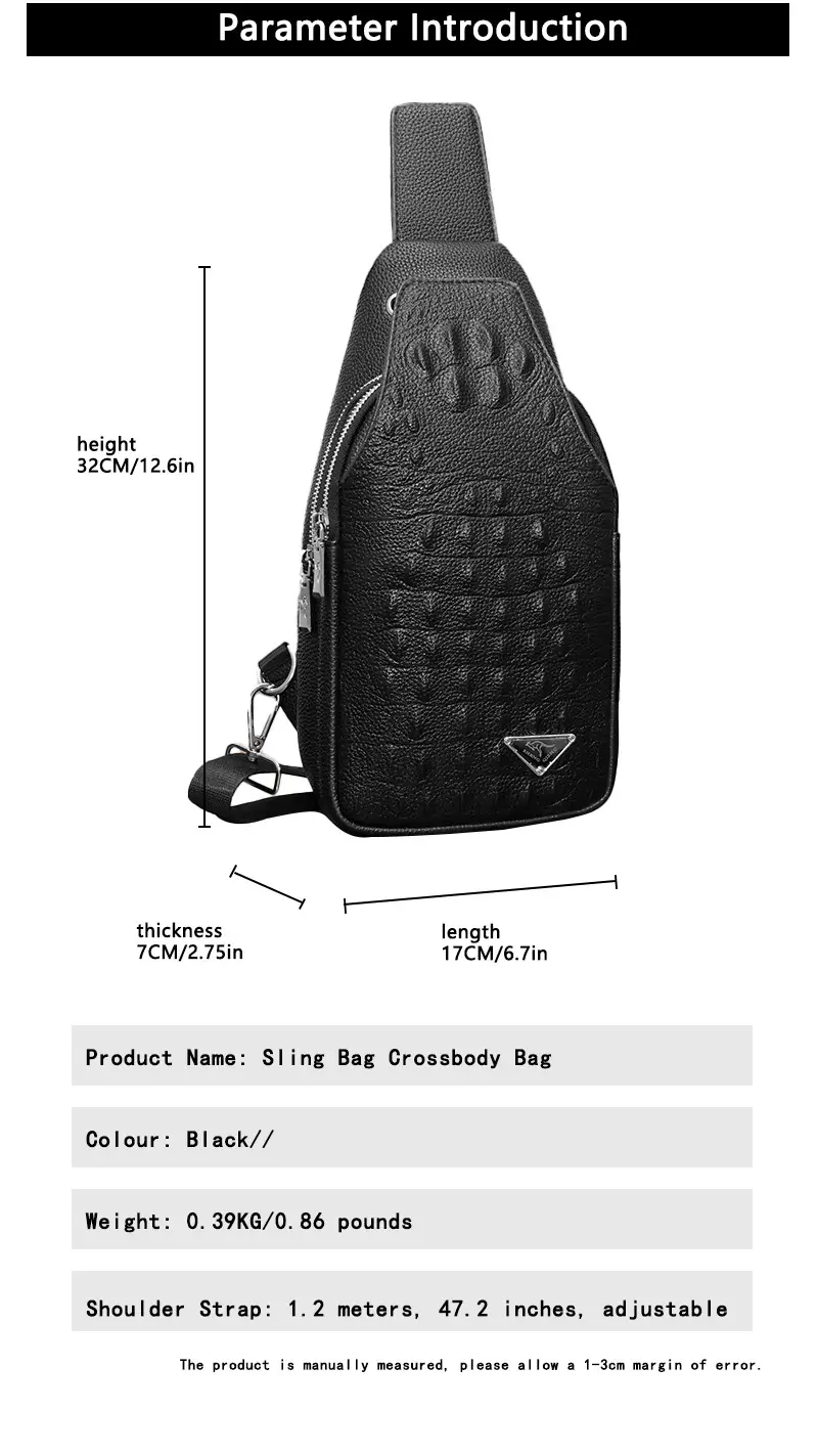 Black Leather Crossbody Bag for Men Lightweight Business Commute — feature 16