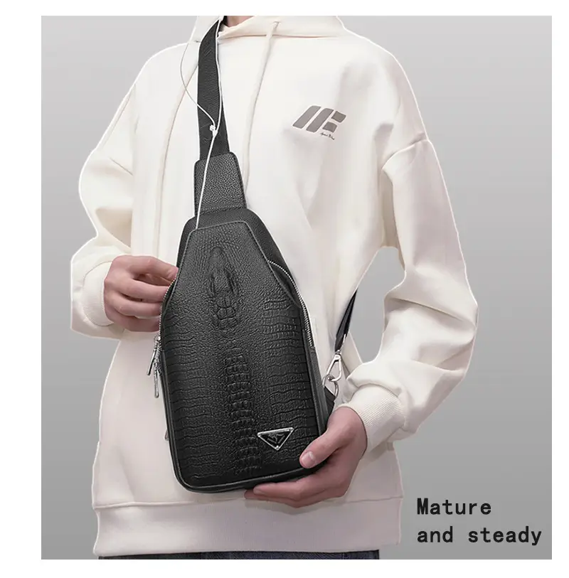 Black Leather Crossbody Bag for Men Lightweight Business Commute — feature 18
