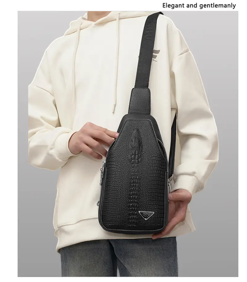 Black Leather Crossbody Bag for Men Lightweight Business Commute — feature 21