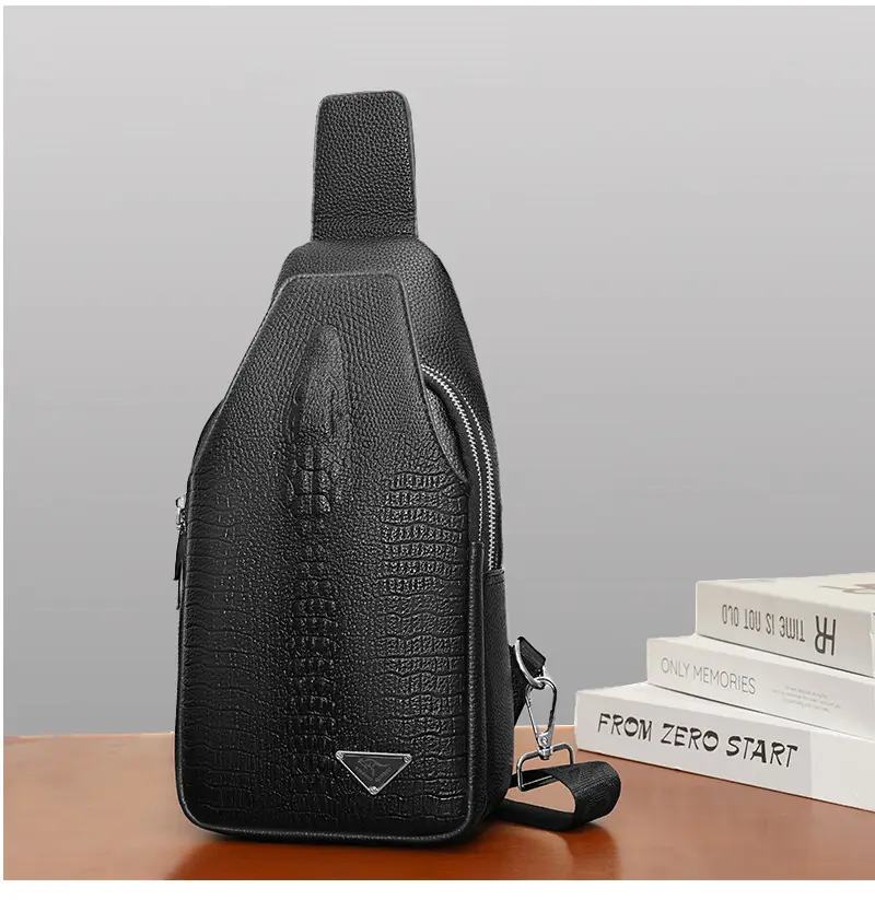 Black Leather Crossbody Bag for Men Lightweight Business Commute — feature 23