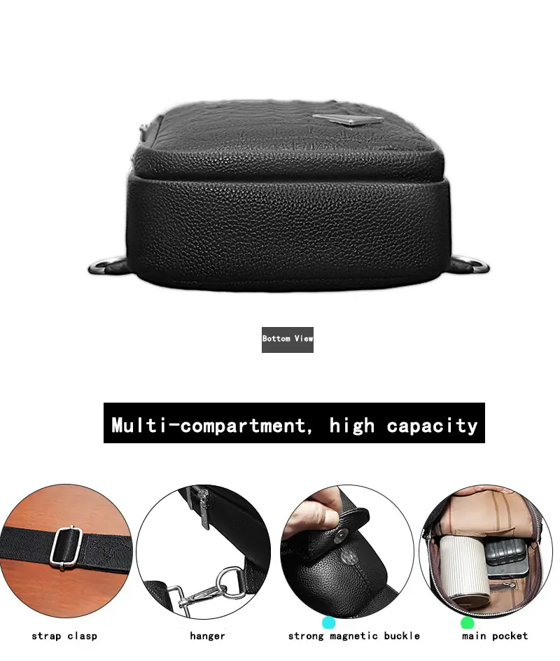 Black Leather Crossbody Bag for Men Lightweight Business Commute — feature 26