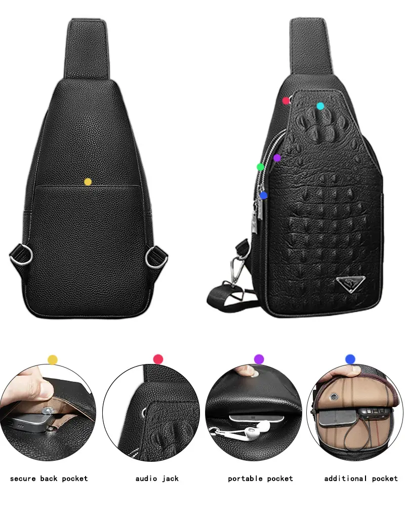 Black Leather Crossbody Bag for Men Lightweight Business Commute — feature 27