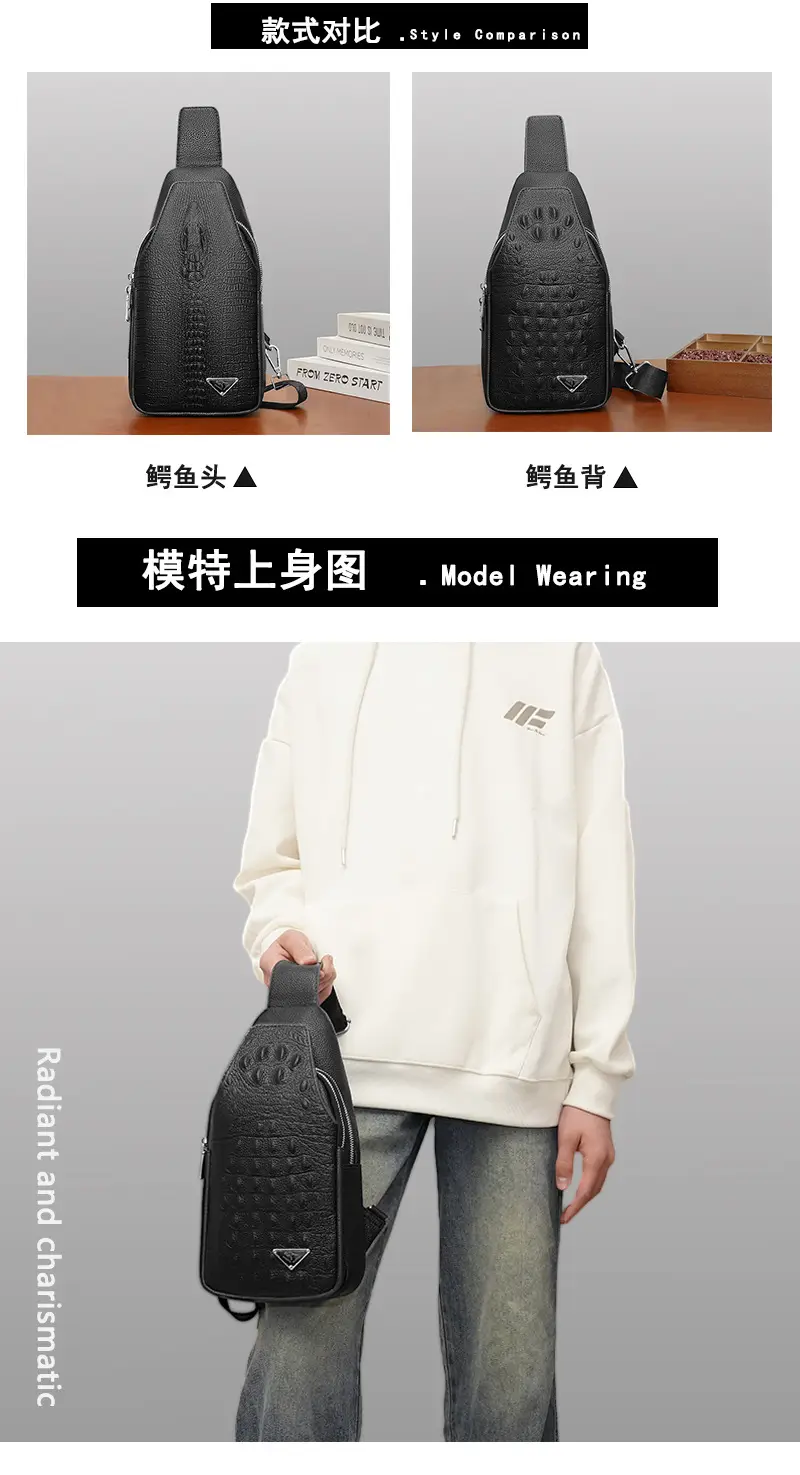 Black Leather Crossbody Bag for Men Lightweight Business Commute — feature 6