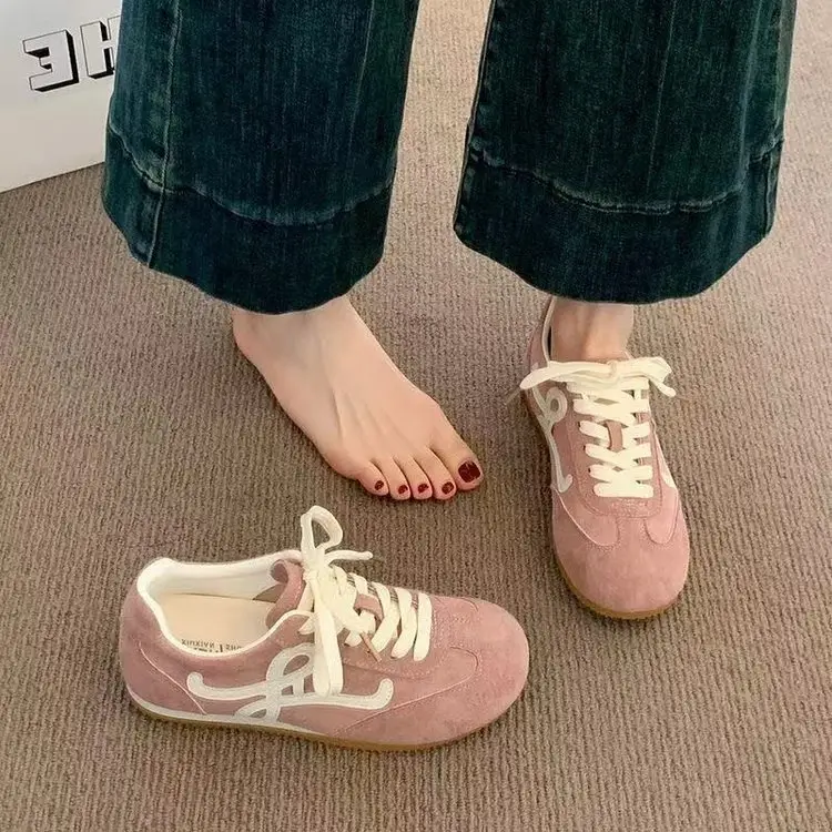 Flat Retro Yellow Leather Training Shoes Women's 2025 Spring New Explosions Women's Shoes Casual Sports Sneakers - Image 6