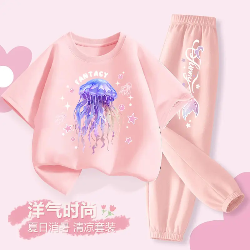 Girls Sun Flower Graphic 2Pc Summer Suit White Lavender - Image 8