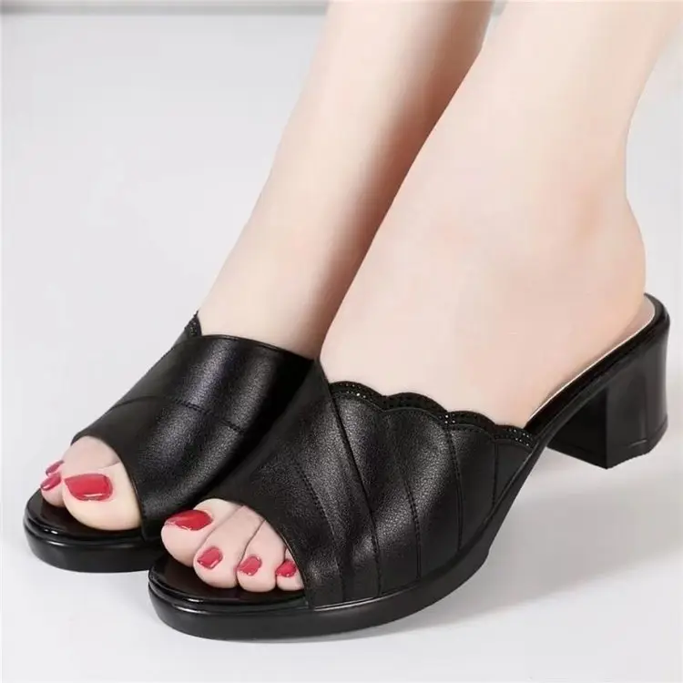 Black High-heel Fish Mouth Slippers Women 2025 — feature 7