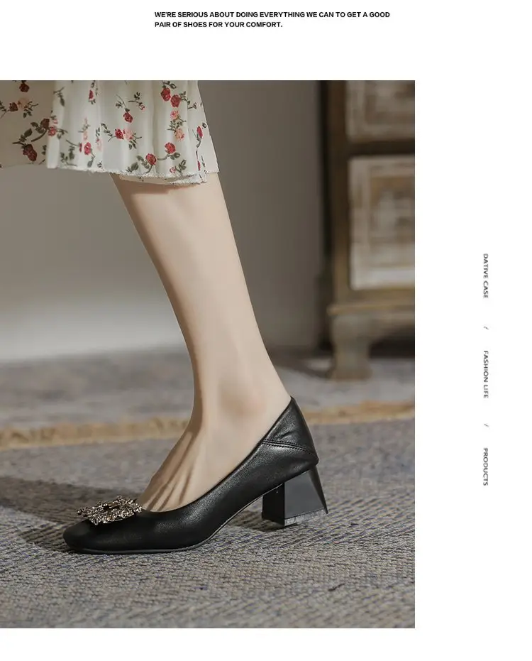 Niche Mary Jane Shoes 2025 Spring New All-match Gentle Late Evening Breeze Women's Skirt High Heels Thick Heel Single-layer Shoes — feature 16