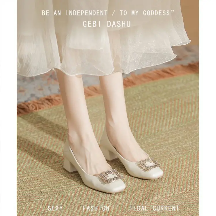 Niche Mary Jane Shoes 2025 Spring New All-match Gentle Late Evening Breeze Women's Skirt High Heels Thick Heel Single-layer Shoes — feature 5