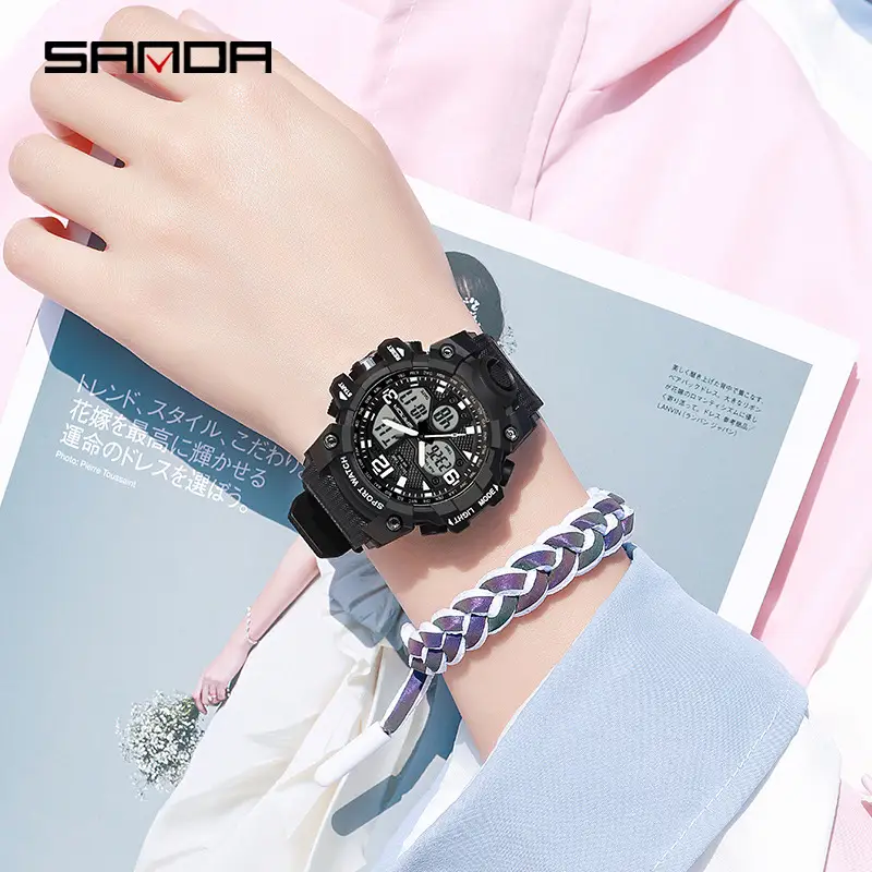 Sanda Sport Watch White Digital Analog with Reset Button - Image 75