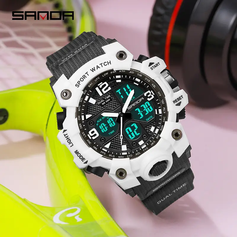 Sanda Sport Watch White Digital Analog with Reset Button - Image 76