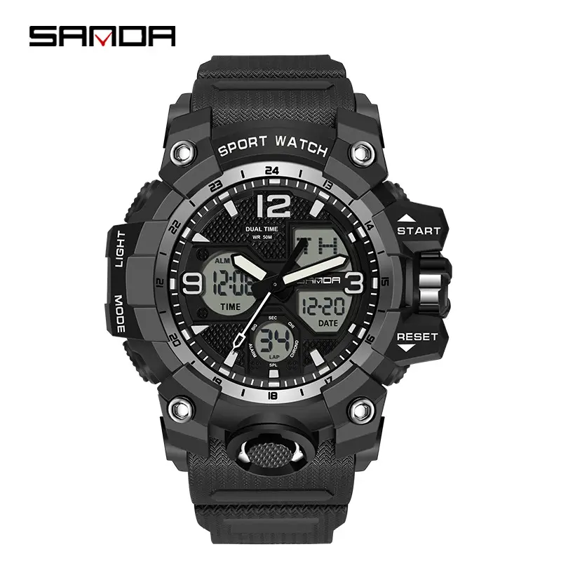 Sanda Sport Watch White Dual Display Waterproof - Image 33
