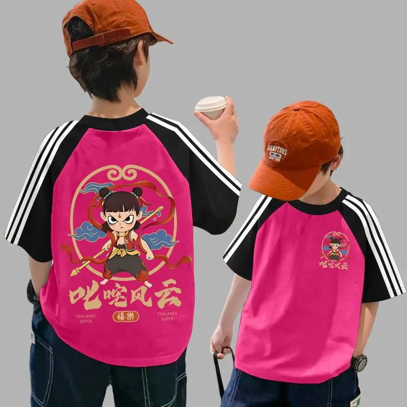 Nezha Cotton Boys Summer T-Shirt Orange 2025