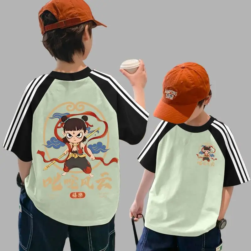 Nezha Cotton Boys Summer T-Shirt Orange 2025