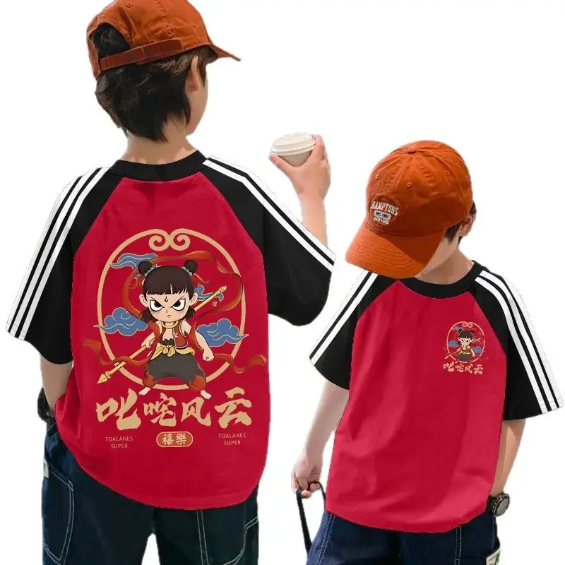 Nezha Cotton Boys Summer T-Shirt Orange 2025