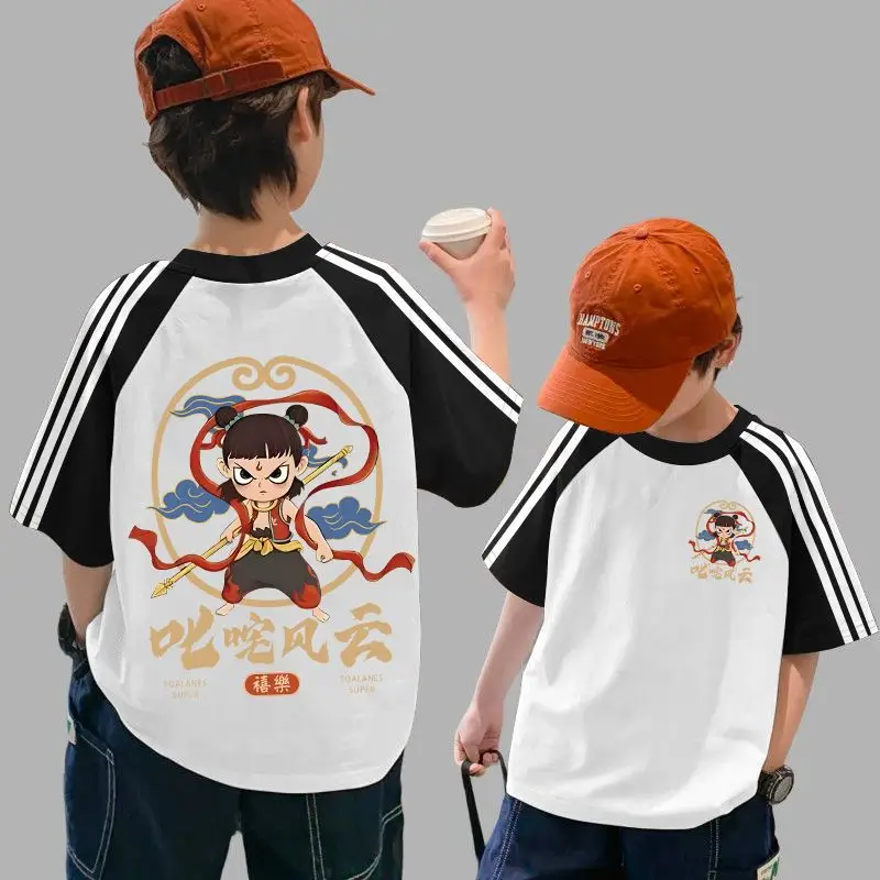 Nezha Cotton Boys Summer T-Shirt Orange 2025