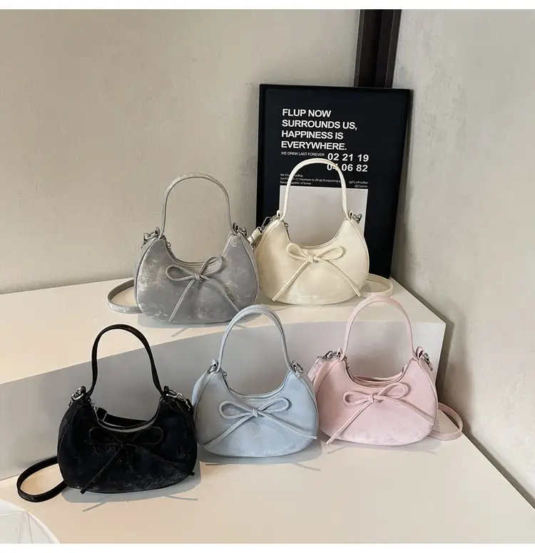 Women's Beaded Shoulder Bag with Bow Design — feature 15