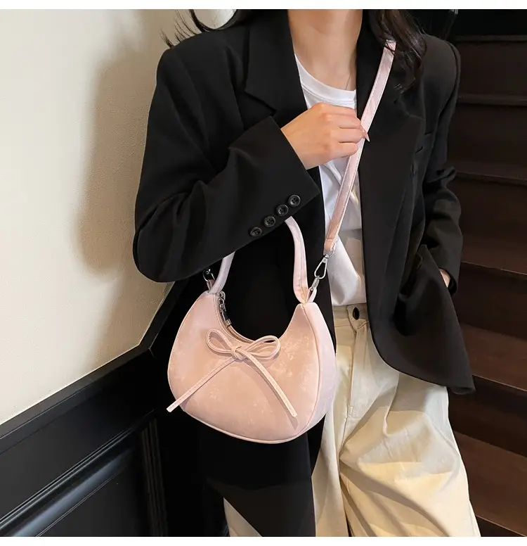Women's Beaded Shoulder Bag with Bow Design — feature 16