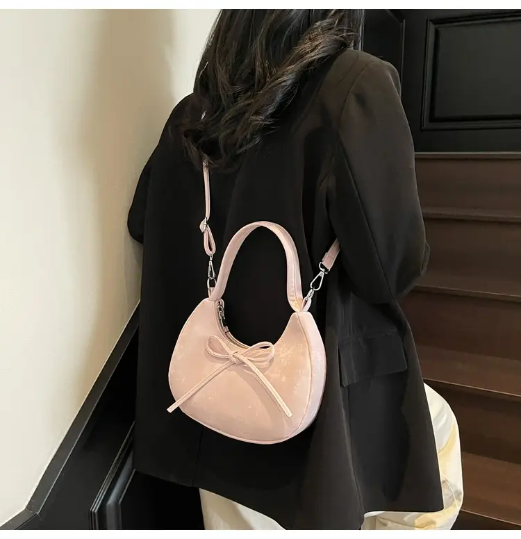 Women's Beaded Shoulder Bag with Bow Design — feature 17