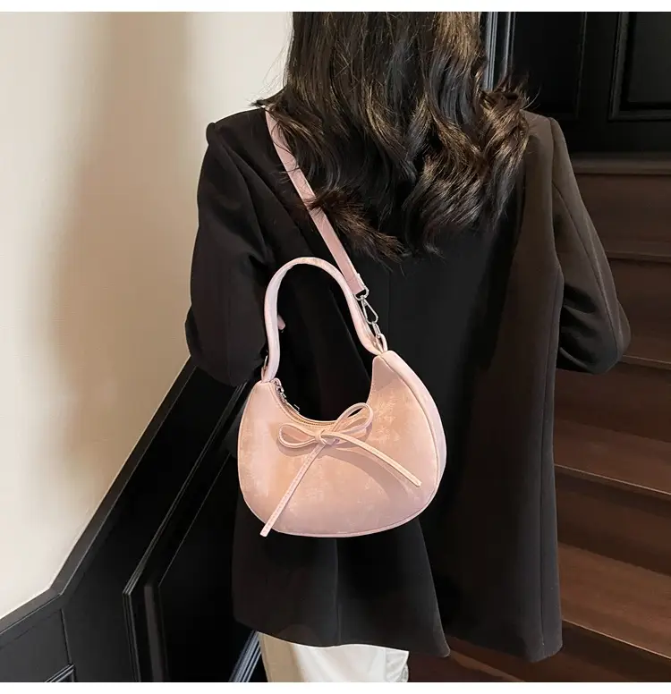 Women's Beaded Shoulder Bag with Bow Design — feature 19