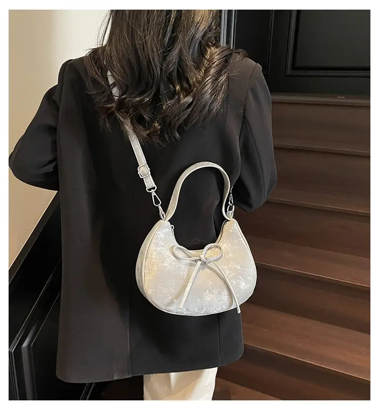Women's Beaded Shoulder Bag with Bow Design — feature 2