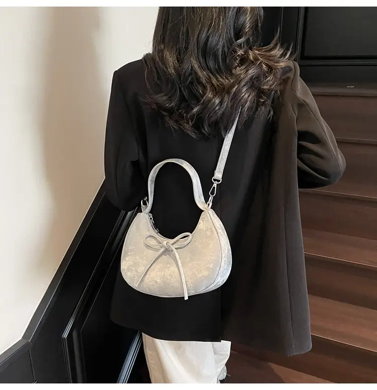 Women's Beaded Shoulder Bag with Bow Design — feature 21