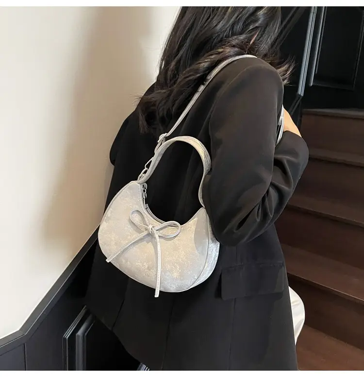 Women's Beaded Shoulder Bag with Bow Design — feature 22