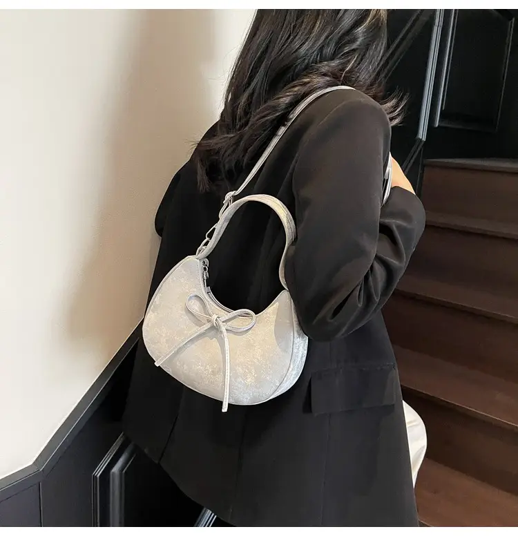 Women's Beaded Shoulder Bag with Bow Design — feature 23
