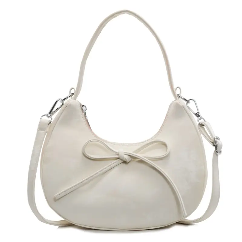 Women's Beaded Shoulder Bag with Bow Design