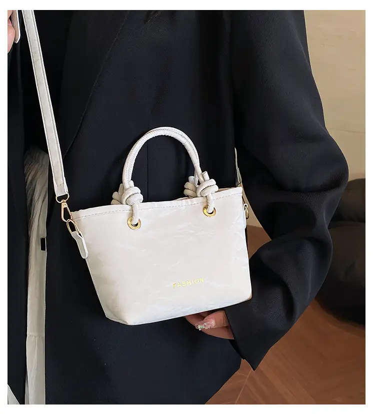 Women's Light Blue Textured Shoulder Bag with Gold Hardware — feature 1