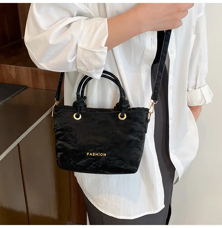 Women's Light Blue Textured Shoulder Bag with Gold Hardware — feature 14