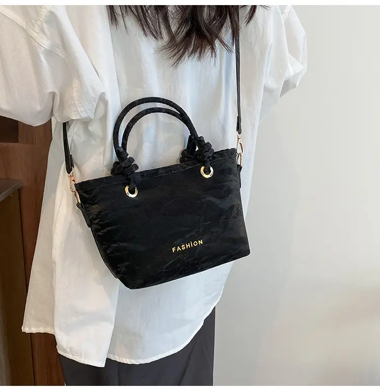 Women's Light Blue Textured Shoulder Bag with Gold Hardware — feature 15