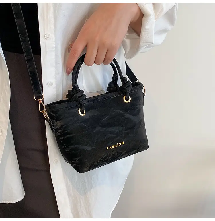 Women's Light Blue Textured Shoulder Bag with Gold Hardware — feature 16