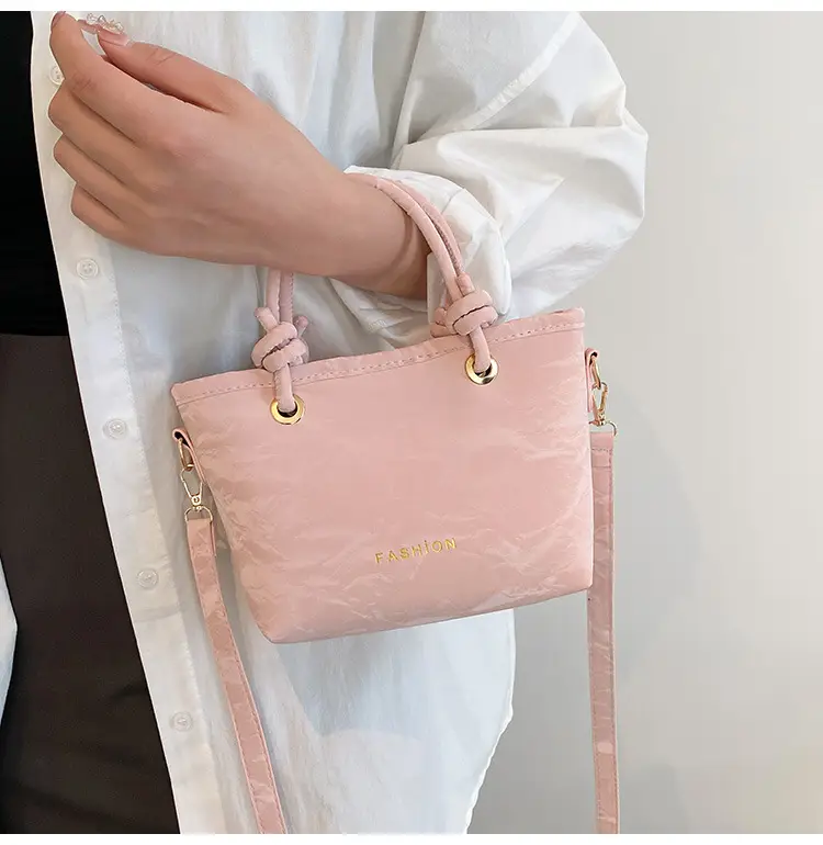 Women's Light Blue Textured Shoulder Bag with Gold Hardware — feature 18