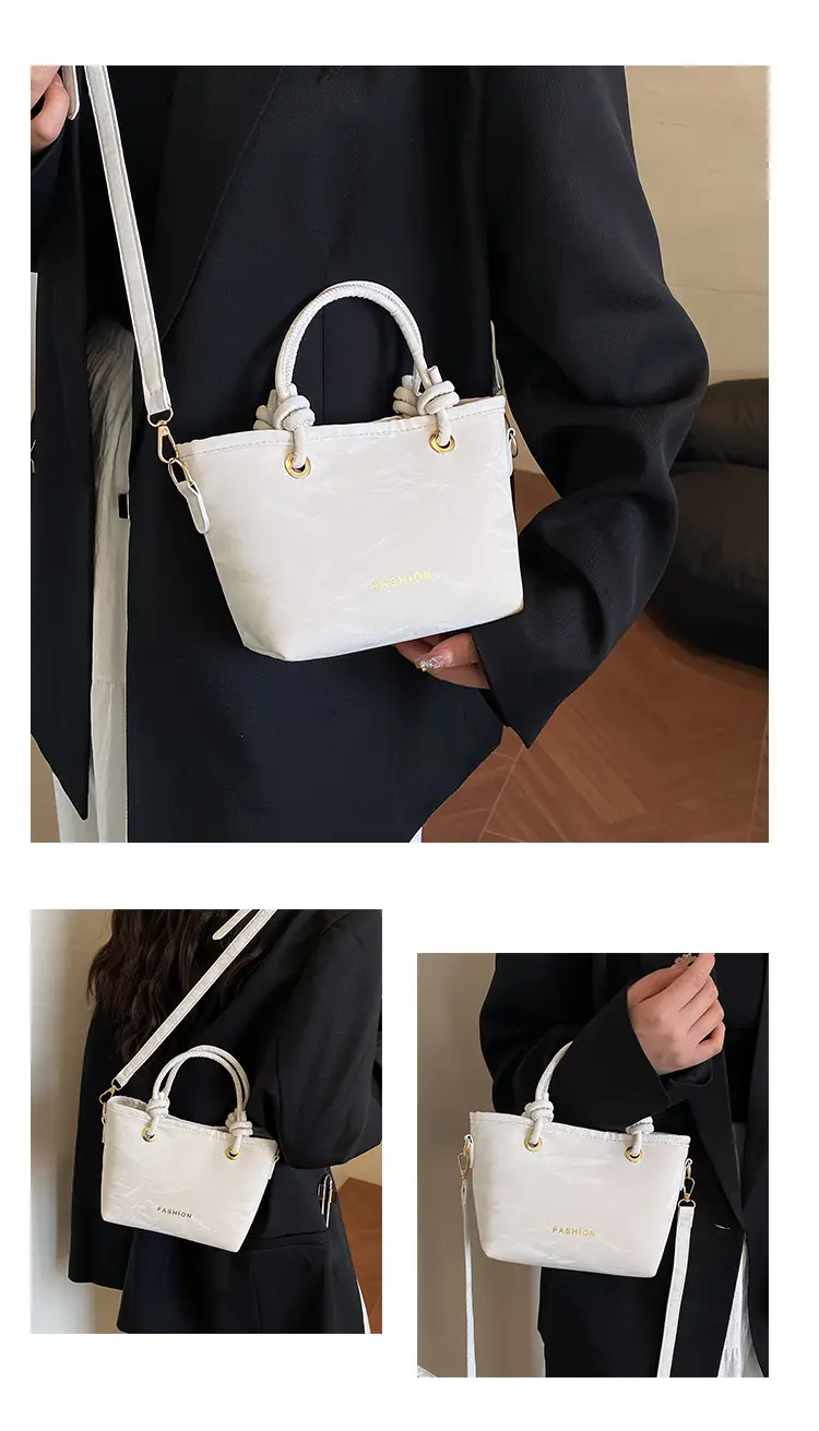 Women's Light Blue Textured Shoulder Bag with Gold Hardware — feature 22