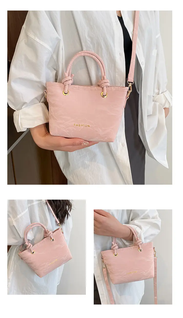 Women's Light Blue Textured Shoulder Bag with Gold Hardware — feature 24