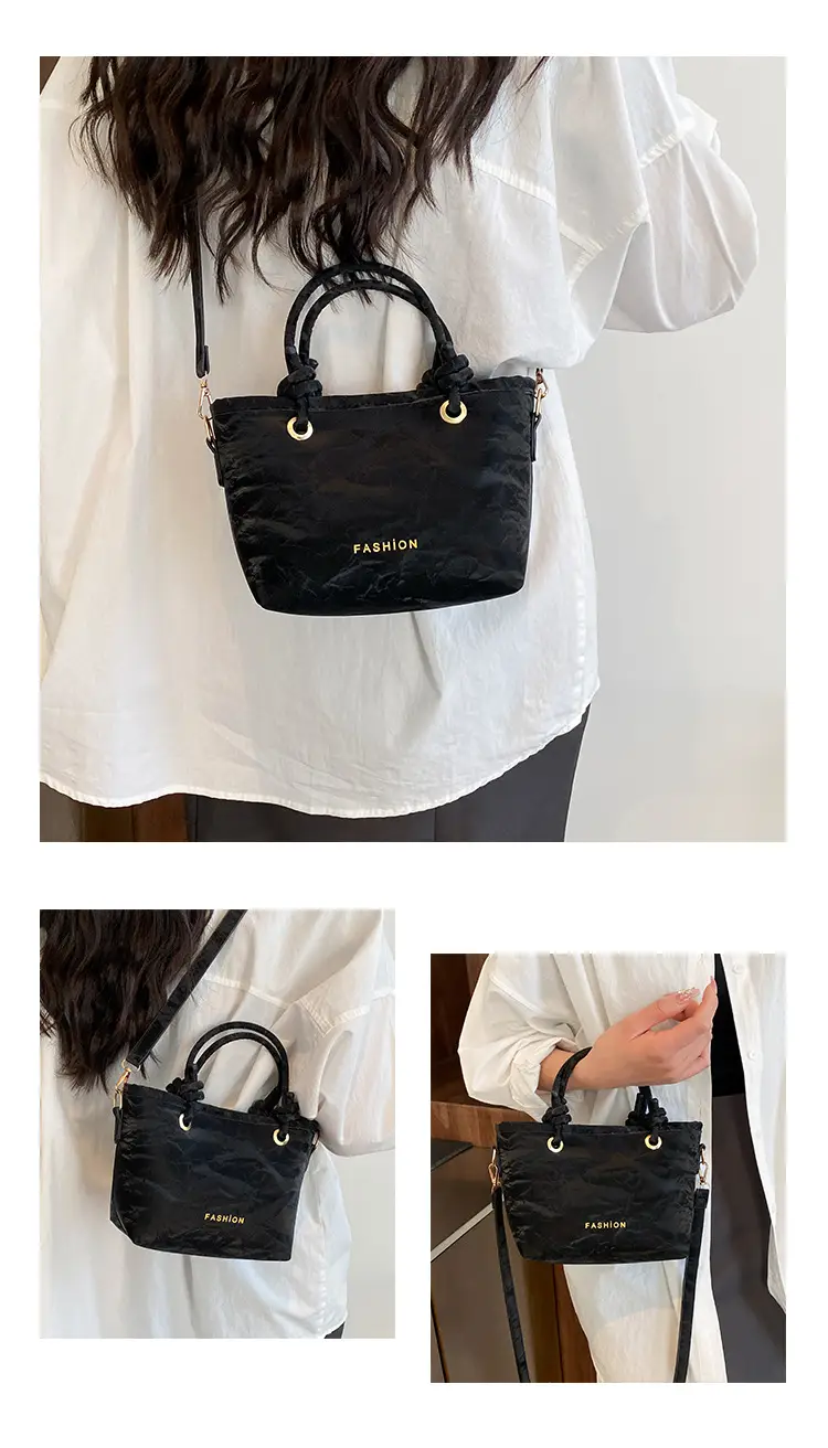 Women's Light Blue Textured Shoulder Bag with Gold Hardware — feature 25